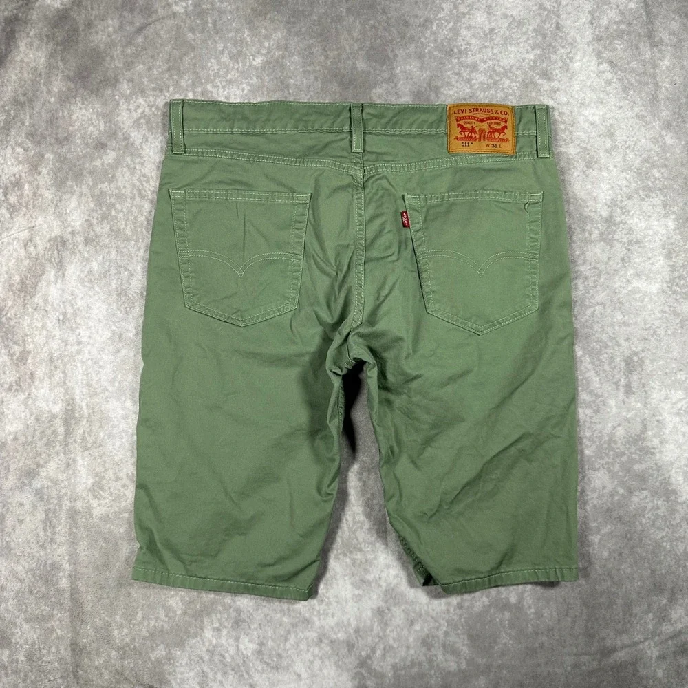 Levis 511 Slim Fit Shorts Mens 36 Olive Green Cotton Twill Casual Summer 5Pocket